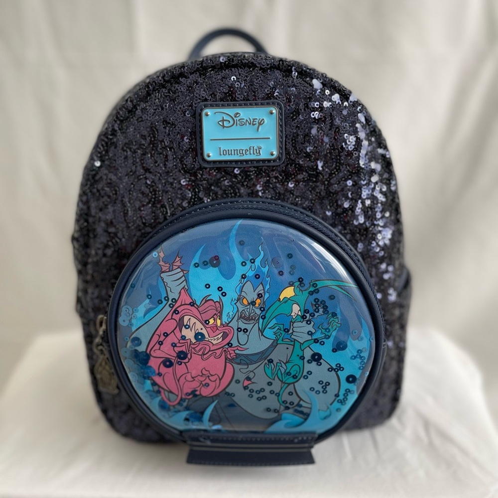 Disney Hercules Loungefly Black and Blue Sequin Mini Backpack